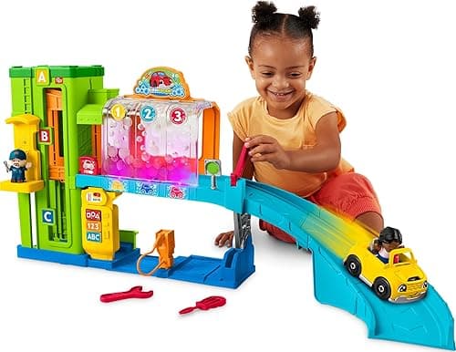 Fisher-Price Little People Toddler Toy Light-Up Learning Garage Playset with Smart Stages, Car & Ramp for Pretend Play Kids Ages 1+ Years on Amazon.ae - Price Tracker