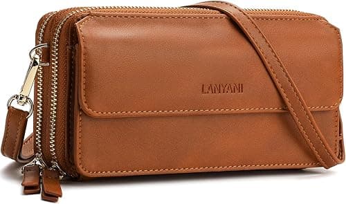 Lanyani RFID Crossbody Wallet Wristlet Purse with Phone Pocket For Women Vegan Leather on Amazon.ae - Price Tracker