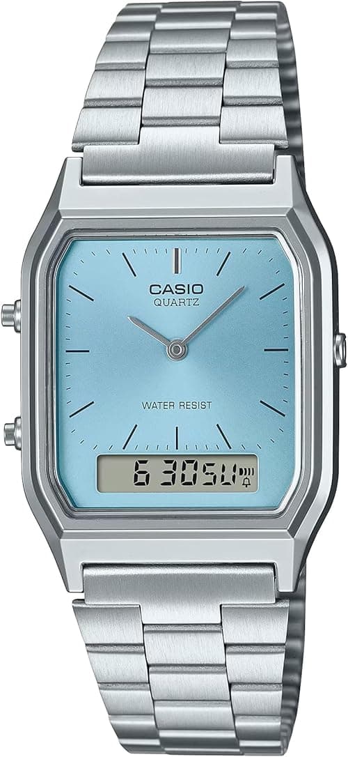 Casio Women's Quartz Analog Watch with Stainless Steel Strap AQ-230A-2A1MQYES, Silver, Bracelet on Amazon.ae - Price Tracker