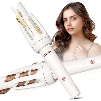 Auto Hair Curler, Automatic Curling Iron with 4 Temperature & 3 Timer, Automatic Shut-Off, Anti-Scald, Anti-Tangle Rotating Curling Wand for Hair Styling, White on Amazon.ae - Price Tracker