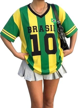 2026 Soccer Cup Shirt Women Oversized Mexico Brazil Shirts Funny Argentina Soccer Jerseys Spain V Neck T Shirts on Amazon.ae - Price Tracker
