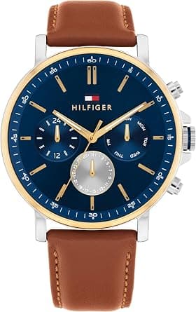TOMMY HILFIGER MEN'S NAVY DIAL BROWN LEATHER STRAP WATCH - 1710703 on Amazon - Best Deal Finder