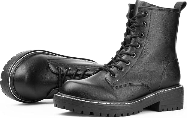 ICHIGO Women’s Fashion Ankle Booties Causal 8-Eye Side Zipper Lace-up Combat Boots on Amazon - Best Deal Finder
