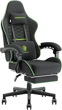 Dowinx Gaming Chair Fabric with Pocket Spring Cushion, Massage Game Chair Cloth with Headrest, Ergonomic Computer Chair with Footrest 290LBS, Black Green على Amazon.ae - متتبع الأسعار