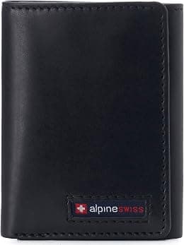Alpine Swiss Men's Leon Trifold Wallet RFID Safe Hampton Collection One Size Glossy Nappa Black - Amazon.ae Price Tracker
