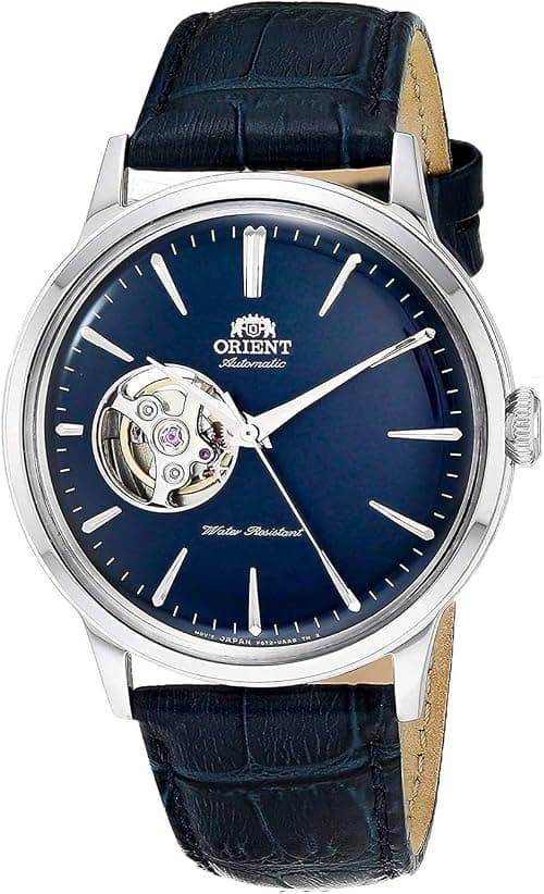 Orient 'Bambino Open Heart' Japanese Automatic Stainless Steel and Leather Dress Watch على Amazon.ae - متتبع الأسعار
