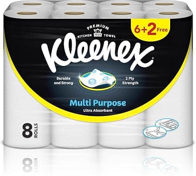 Kleenex Multi Purpose Kitchen Tissue Paper Towel, 2 PLY, 8 Rolls x 40 Sheets, Absorbent Towels for all Surfaces on Amazon - Best Deal Finder