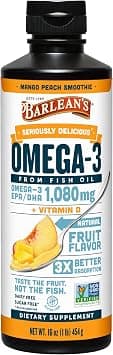 Barleans Omega Swirl, Fish Oil with Vitamin D Supplement, Mango Peach, 16oz (454g) on Amazon.ae - Price Tracker