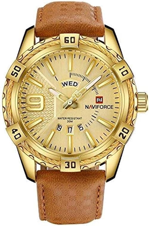 NAVIFORCE Luxury Men Sports Watches Waterproof Quartz Gold Big Face Date Clock on Amazon.ae - Price Tracker