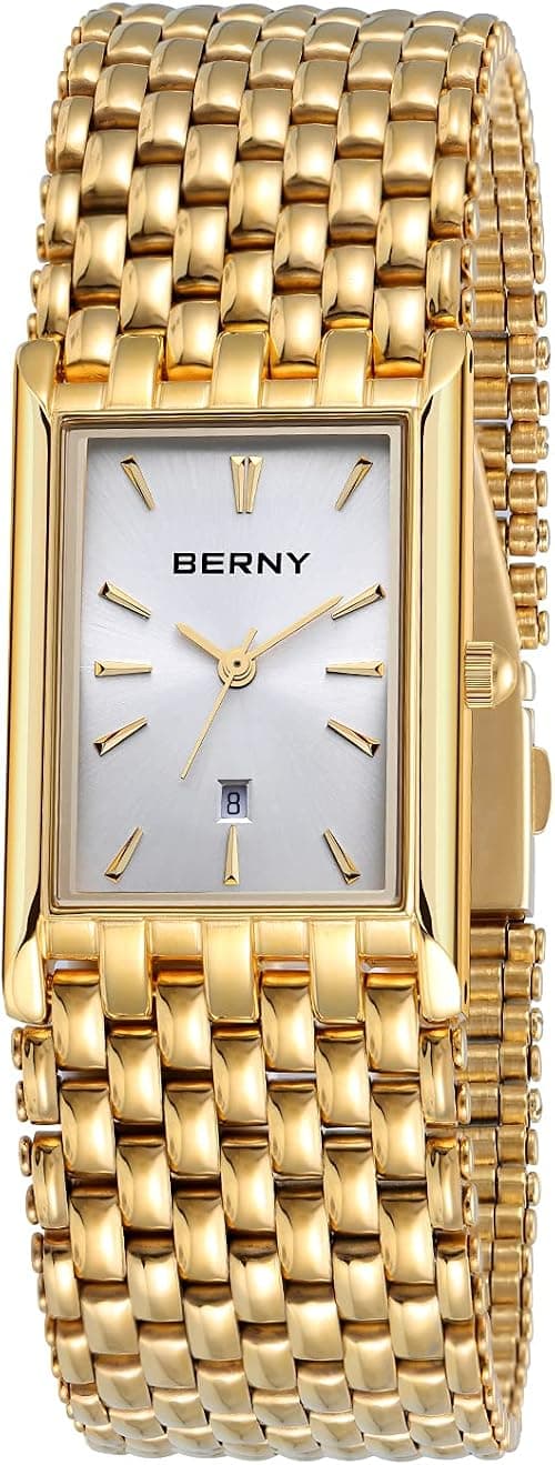 BERNY Gold Watches for Men with Date Window Japanese Quartz Movement Waterproof Men's Wrist Watches Luxury Casual Fashion Mens Watch على Amazon.ae - متتبع الأسعار