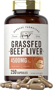 Carlyle Grass Fed Beef Liver Capsules 4500mg | 250 Count | Desiccated Supplement | Non-GMO, Gluten Free | by Herbage Farmstead on Amazon.ae - Price Tracker
