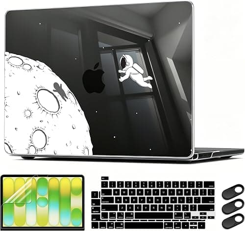 CISSOOK Black Astronaut Case Compatible with MacBook Pro 13 Inch 2023 2022 2021 2020 Release M2 A2338 M1 A2251 A2289, Plastic Hard Shell with Keyboard Cover for MacBook Pro 13 2022 with Touch Bar على Amazon.ae - متتبع الأسعار