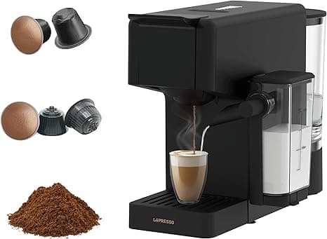 LePresso Crema Pro Multi-Capsule Coffee Machine 1400W, Double Boiler, Milk Frothing System, 850ml Capacity, 20 Bar Pump Pressure, Multi Capsule Support, Special Crema System, Auto Shut-off - Black on Amazon.ae - Price Tracker