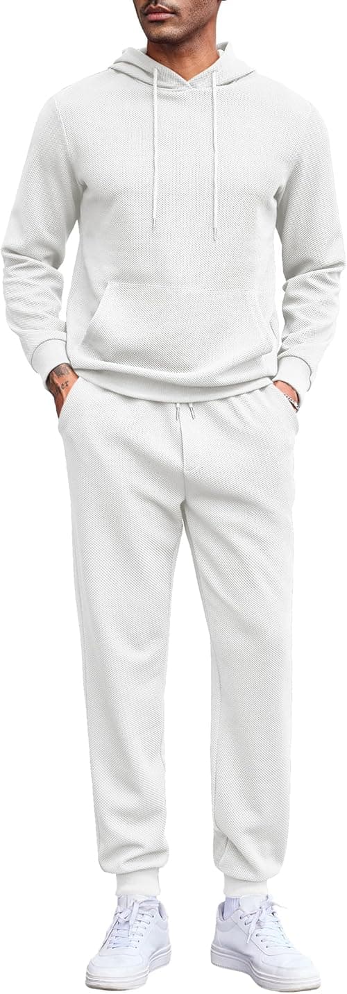 COOFANDY Men's Tracksuits 2 Pieces Waffle Hoodies Sweatsuit Sets Sports Jogging Suit Set on Amazon.ae - Price Tracker