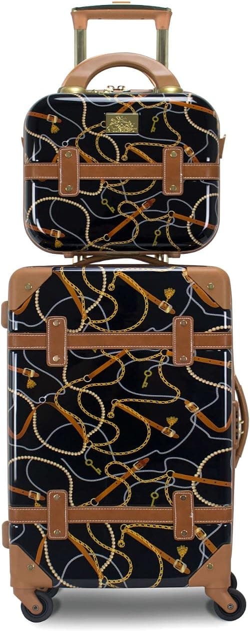 World Traveler Chariot Gatsby Vintage Style 2-Piece Hardside Carry-On Retro Train Case Spinner Luggage Set on Amazon - Best Deal Finder