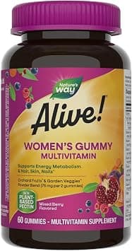 Nature's Way Alive Women's Multivitamin Gummies Mixed Berry | Energy Metabolism & Hair, Skin, Nails Support with Orchard Fruits & Garden Veggies Blend, 75mg per 2-Gummy Serving | 60 Gummies على Amazon.ae - متتبع الأسعار