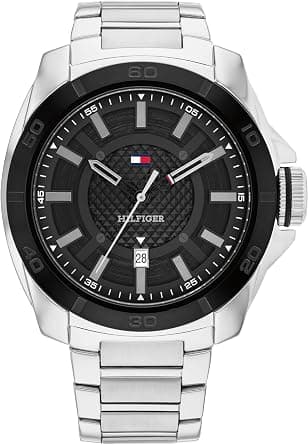 Tommy Hilfiger Men's 3H Quartz Watch - Premium Fashion Timepiece with Durable Silicone - Water Resistant Up to 5 ATM/50 Meters | 49mm (Model 1792135) على أمازون - دليلك لأفضل العروض