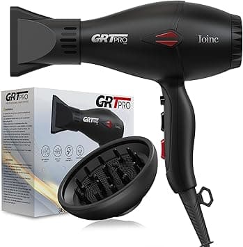 GRT PRO Professional Hair Dryer 2400W Ionic Hairdryer AC Motor 40 Million Negative Ions with 1 Diffuser & 1 Nozzle Accessories, Overheating Protection 2 Speeds 3 Heat Settings for Women Men Home Salon on Amazon.ae - Price Tracker