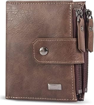 NALACAL Men Wallet, Men Leather Wallet Rfid Blocking Credit Card Holder Foldable Purse, with Zipper Coin Pocket Bifold Wallet Men Blocking Credit Card Holder Coin Pocket Purse, Gifts for Men (Brown) on Amazon.ae - Price Tracker