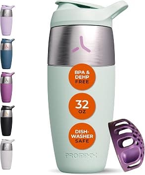 Promixx Pursuit Shaker Bottle - Single Wall Stainless Steel Protein Shaker Bottle, Super Smooth Shakes, 950 ml, Seagrass Green on Amazon.ae - Price Tracker