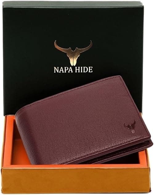 NAPA HIDE Maroon Leather Wallet for Men I Handcrafted I 4 Credit/Debit Card Slots I 2 Currency Compartments I 1 Transparent ID Window on Amazon.ae - Price Tracker