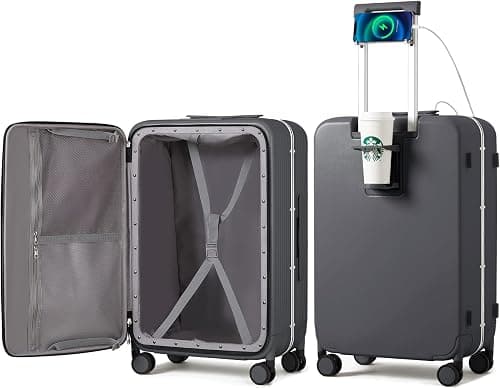mixi Luggage PC Hardside Rolling Suitcase with Spinner Wheel TSA Lock with Cup Phone Holder on Amazon - Best Deal Finder