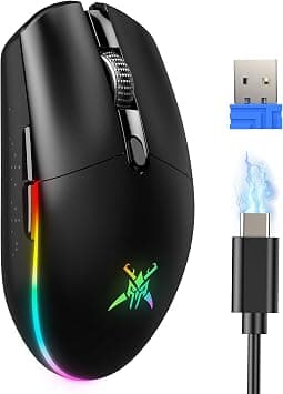 TECKNET Wireless Gaming Mouse Rechargeable - 8000 DPI, Long-Lasting 100Hrs Battery, RGB Backlit, 6 Programmable Buttons, Dual Connectivity (2.4G + USB-C) for PC, Mac, Laptop - Black on Amazon - Best Deal Finder