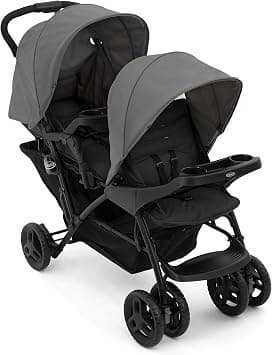 Graco Stadium Duo Twin Pram 0-15kg with Baby Seat Adjustable Backrests Foldable Freestanding Large Storage Basket with Snack Trays Titanium on Amazon - Best Deal Finder