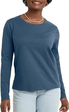Hanes Women's Originals Long Sleeve Cotton T-Shirt, Lightweight Crewneck Tee, Modern Fit - Amazon.sa Price Tracker