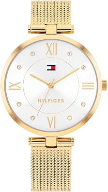 Tommy Hilfiger Women's Quartz Dress Watch – 34mm Stainless Steel Case, Roman Numerals, Crystal Accents, Mesh Bracelet - Gift for Her on Amazon - Best Deal Finder