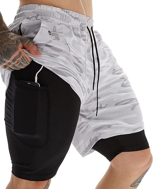 Men's Running Short Athletic Workout Sports Shorts Mens 2 in 1 Shorts Multicolor Breathable Gym Short for Men with Phone Pocket on Amazon - Best Deal Finder