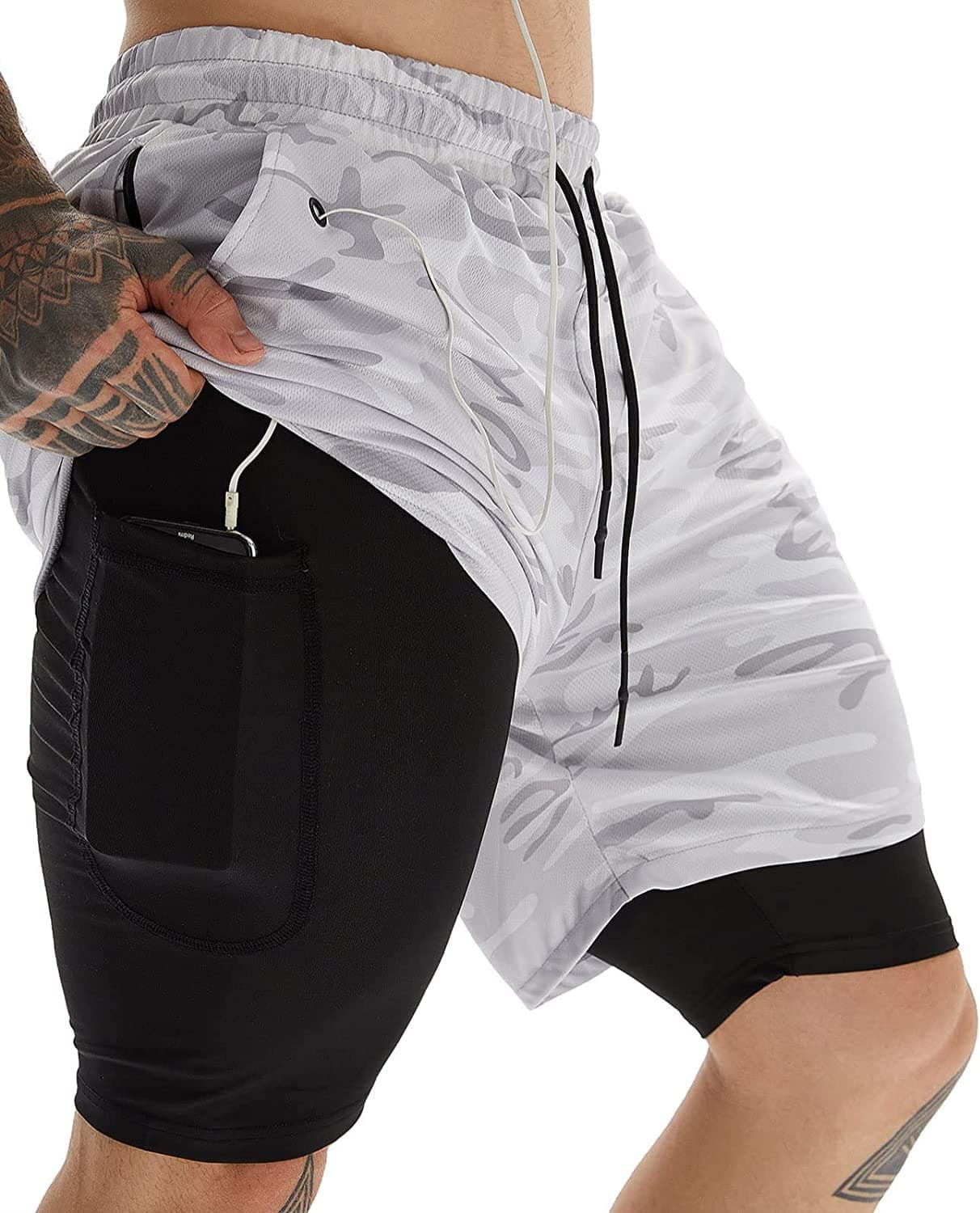 HommyFine Men's Running Short Athletic Workout Sports Shorts Mens 2 in 1 Shorts Multicolor Breathable Gym Short for Men with Phone Pocket on Amazon.ae - Price Tracker