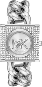 Michael Kors MK Chain Lock Three-Hand Silver-Tone Stainless Steel Women's Watch (Model: MK4718) - متتبع أسعار Amazon.sa