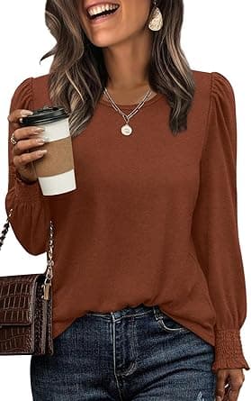 XIEERDUO Blouses for Women Dressy Casual Long Sleeve Shirts Fashion Clothing Puff Sleeve Tunic Tops with Smocked Cuffs on Amazon.ae - Price Tracker