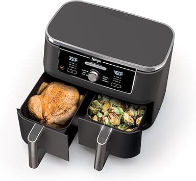 NINJA, Foodi Air Fryer, 10 QT, 6-in-1, DualZone XL with 2 Independent Frying Baskets, Match Cook and Smart Finish for Roasting, Broil, Dehydrate and More, Grey, DZ401LAA on Amazon.ae - Price Tracker