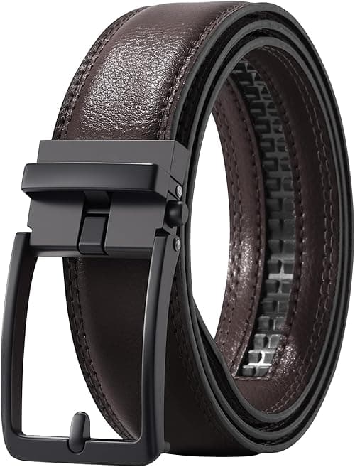 AWAYTR Men Ratchet Genuine Leather Belt - Adjustable Casual Dress Belt for Jeans with Slide Buckle on Amazon.ae - Price Tracker