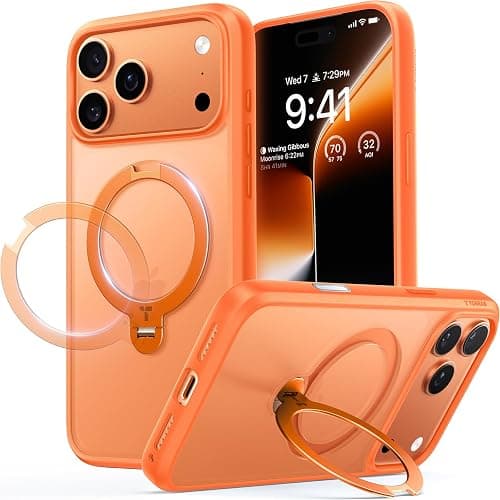 TORRAS Q3 360 Spin for iPhone 17 Pro Case Magnetic Stand, Compatible with Magsafe, Military Grade Protection, Camera Control, Built-in Kickstand 17 Pro Phone Case 6.3'', Cosmic Orange on Amazon.ae - Price Tracker