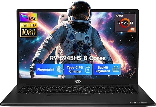 NIMO 17.3 Gaming-Laptop Ryzen 9 8945HS (>i9-13900H) 32GB RAM, 1TB SSD, Radeon 780M Graphics, PD 100W Type-C 4.0, AI&VR Ready Copilot+PC, Backlit KB Fingerprint Unlock, Gaming Student Office on Amazon.ae - Price Tracker