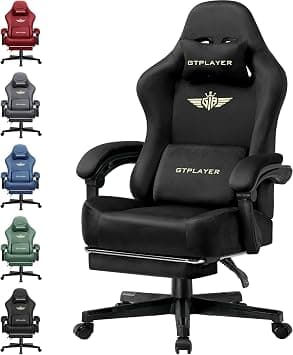 GTPLAYER Gaming Chair Fabric with Pocket Spring Cushion, Big and Tall Gamings Chairs 350LBS High Back Computer Chair with Footrest for Adults Lumbar Support Swivel Game Chair for Office Dark Black on Amazon.ae - Price Tracker