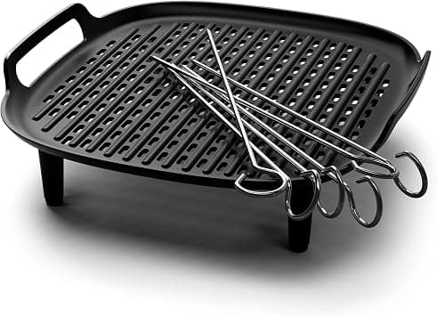 Versuni Philips Airfryer Accessory Grill Kit XXL, Non-Stick Grill Plate, Double Layer Cooking, With 6 Skewers, Dishwasher Safe, Recipe app, Black (HD9959/00) on Amazon - Best Deal Finder