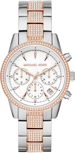 Michael Kors Bryant Chronograph Women's Watch, Stainless Steel and Pavé Crystal Watch for Women - متتبع أسعار Amazon.sa