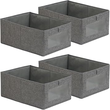 pyebe 4pcs Jeans Storage Box, Wardrobe Clothes Organizer, Visible Drawer Organizers for Clothing, Foldable Closet Storage Basket, Washable Drawer Box for Clothing (Gray) - متتبع أسعار Amazon.sa