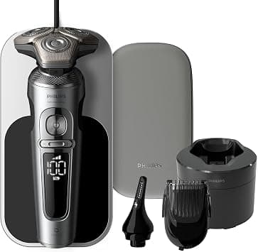 Philips Shaver Series 9000 Prestige Wet & Dry Electric Shaver Lift & Cut Shaving System SkinIQ Technology, Beard Styler, Nose Trimmer, Qi Charging Pad, Model SP9885/35 Bright Chrome Brushed على Amazon.ae - متتبع الأسعار
