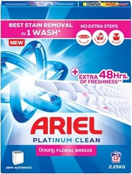 Ariel Platinum Clean Semi-Automatic Floral Breeze, 2.25 Kg, Laundry Detergent Powder - متتبع أسعار Amazon.sa