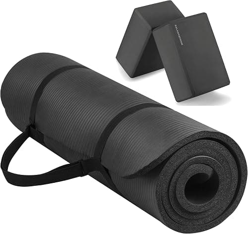Signature Fitness All Purpose 1/2-Inch Extra Thick High Density Anti-Tear Exercise Yoga Mat with Carrying Strap with Optional Yoga Blocks, Multiple Colors on Amazon - Best Deal Finder