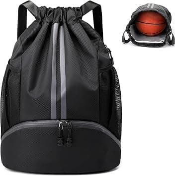 Sports Drawstring Backpack, Waterproof Sports Bag, String Swim Gym Bag with Shoes Compartment and Wet Proof Pocket, Gym Drawstring Backpack for Basketball Soccer Holidays School على Amazon.ae - متتبع الأسعار
