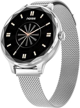 Noise Diva Smartwatch with Diamond Cut dial, Glossy Metallic Finish, AMOLED Display, Mesh Metal and Leather Strap Options, 100+ Watch Faces, Female Cycle Tracker Smart Watch for Women (Silver Link) on Amazon.ae - Price Tracker