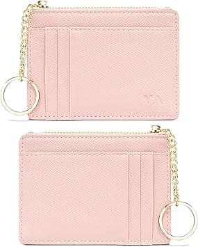 Valentoria Minimalist Small Leather Card Holder Pocket Wallet Womens Coin Purse Handbag (Pink) on Amazon.ae - Price Tracker