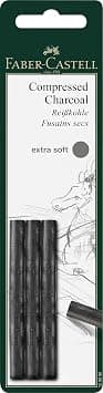 Faber-Castell Pack of 3 Compressed PITT Charcoal Sticks Black, Extra Soft - متتبع أسعار Amazon.sa