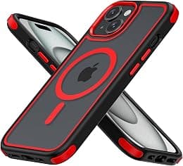 MobNano for iPhone 15 Case, Compatible with MagSafe, Crystal Clear Case with Magnetic Ring, Multicolor Protective Shockproof Bumpers, Not Yellowing Slim Cover for Men Women - Black/Red - Amazon.ae Price Tracker